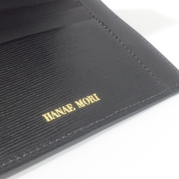 Hanae Mori black textured leather gold logo vintage compact wallet - Picture 11 of 11